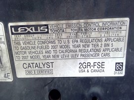 2007 LEXUS ES350, GREEN, 3.5L, AT,   Z26291